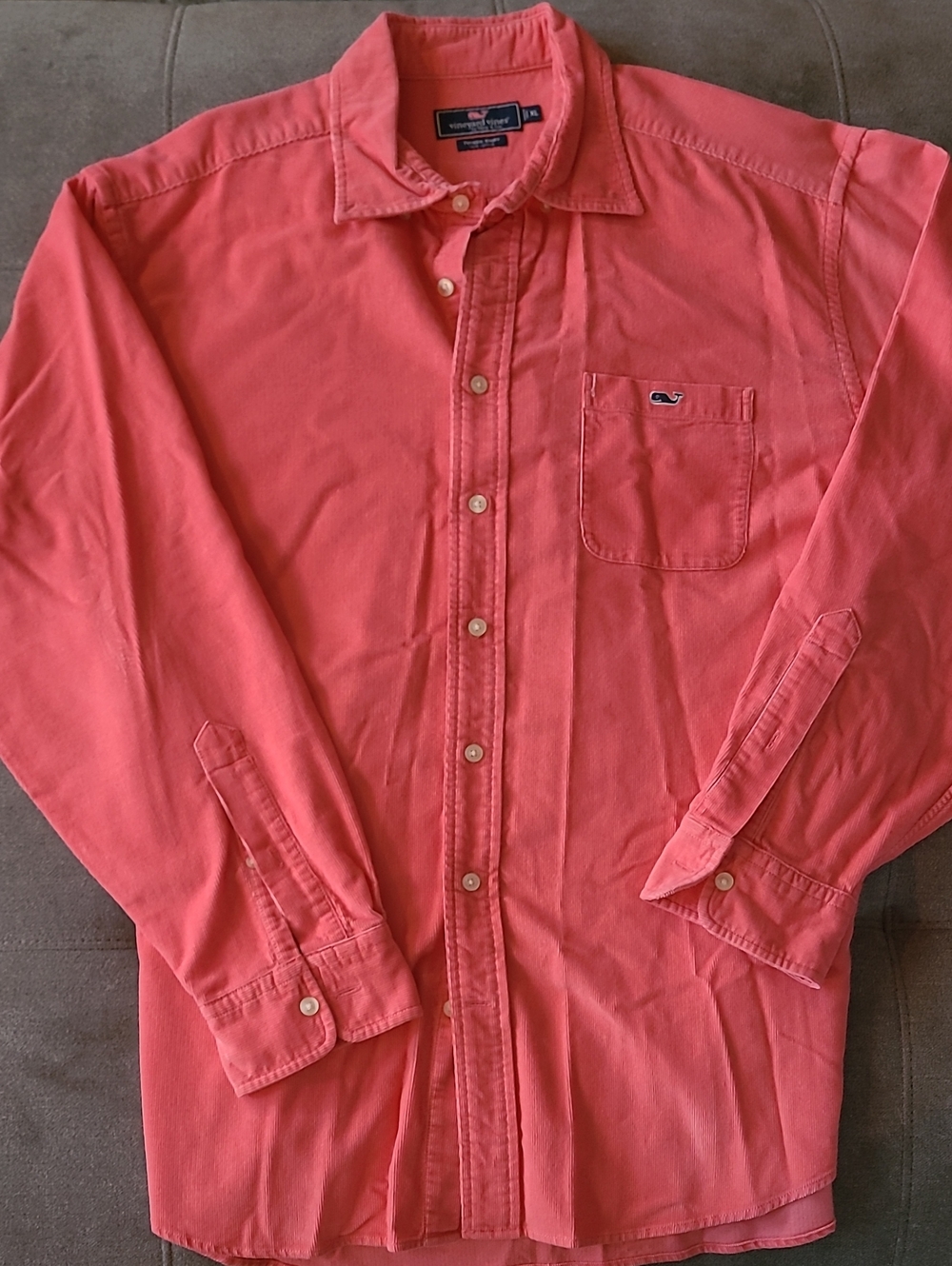 Vineyard Vines Men's Coral Long-Sleeve Button-Down Shirt
